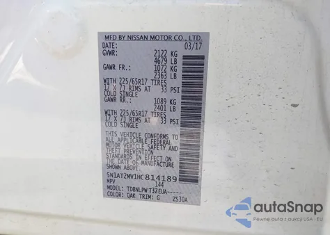 2017 Nissan Rogue S из США, поврежденный, VIN 5N1AT2MV1HC814189